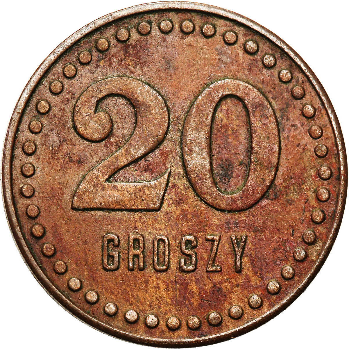 Warszawa - 20 groszy Kasyna Podoficerów Zawodowych 30 Pułku Strzelców Kaniowskich - RZADKIE